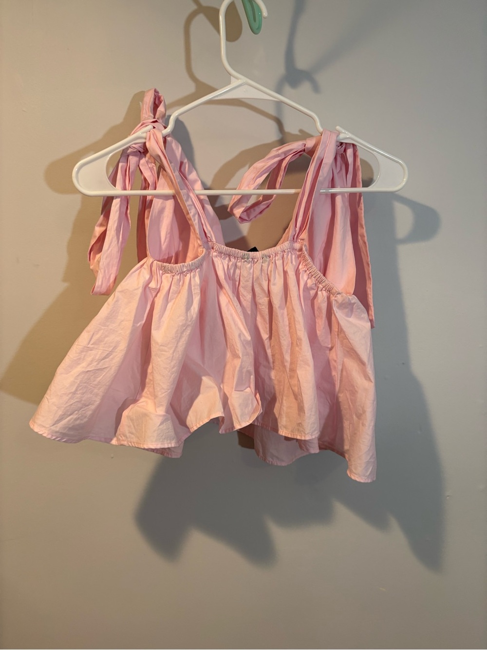 Zara Light Pink Tie-Shoulder Cropped Peplum Camisole